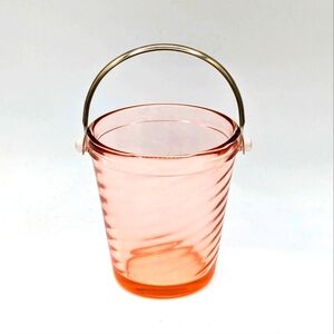 Art Deco Pink Glass Small Swirl Ice Bucket